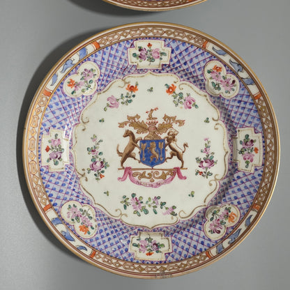 Attractive Pair Of 19thc Samson Armourial Plates