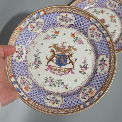 Attractive Pair Of 19thc Samson Armourial Plates