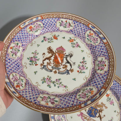 Attractive Pair Of 19thc Samson Armourial Plates