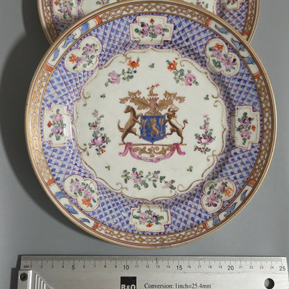 Attractive Pair Of 19thc Samson Armourial Plates