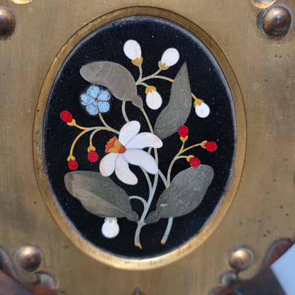 Elegant 19th Century Betjemann’s Walnut Book Slide with Pietra Dura Floral Panels