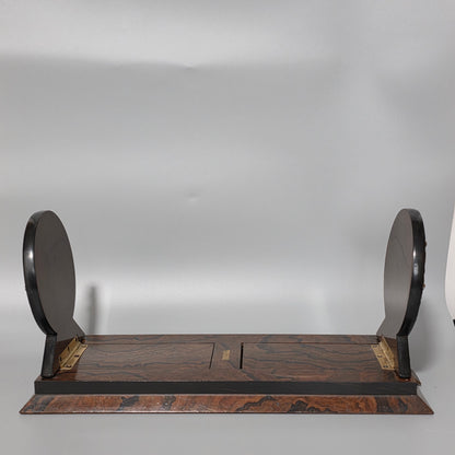 Elegant 19th Century Betjemann’s Walnut Book Slide with Pietra Dura Floral Panels