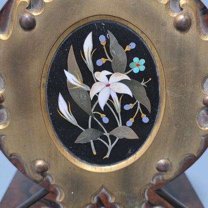 Elegant 19th Century Betjemann’s Walnut Book Slide with Pietra Dura Floral Panels