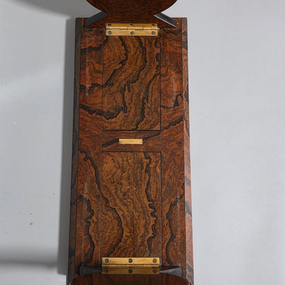 Elegant 19th Century Betjemann’s Walnut Book Slide with Pietra Dura Floral Panels