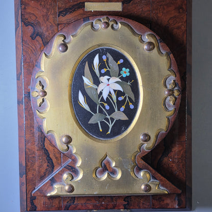 Elegant 19th Century Betjemann’s Walnut Book Slide with Pietra Dura Floral Panels