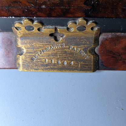 Elegant 19th Century Betjemann’s Walnut Book Slide with Pietra Dura Floral Panels