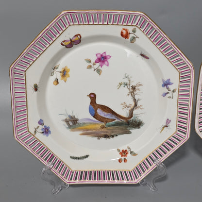 Kpm Berlin Porcelain Octagonal Fretted  Hand Painted Bird Plate