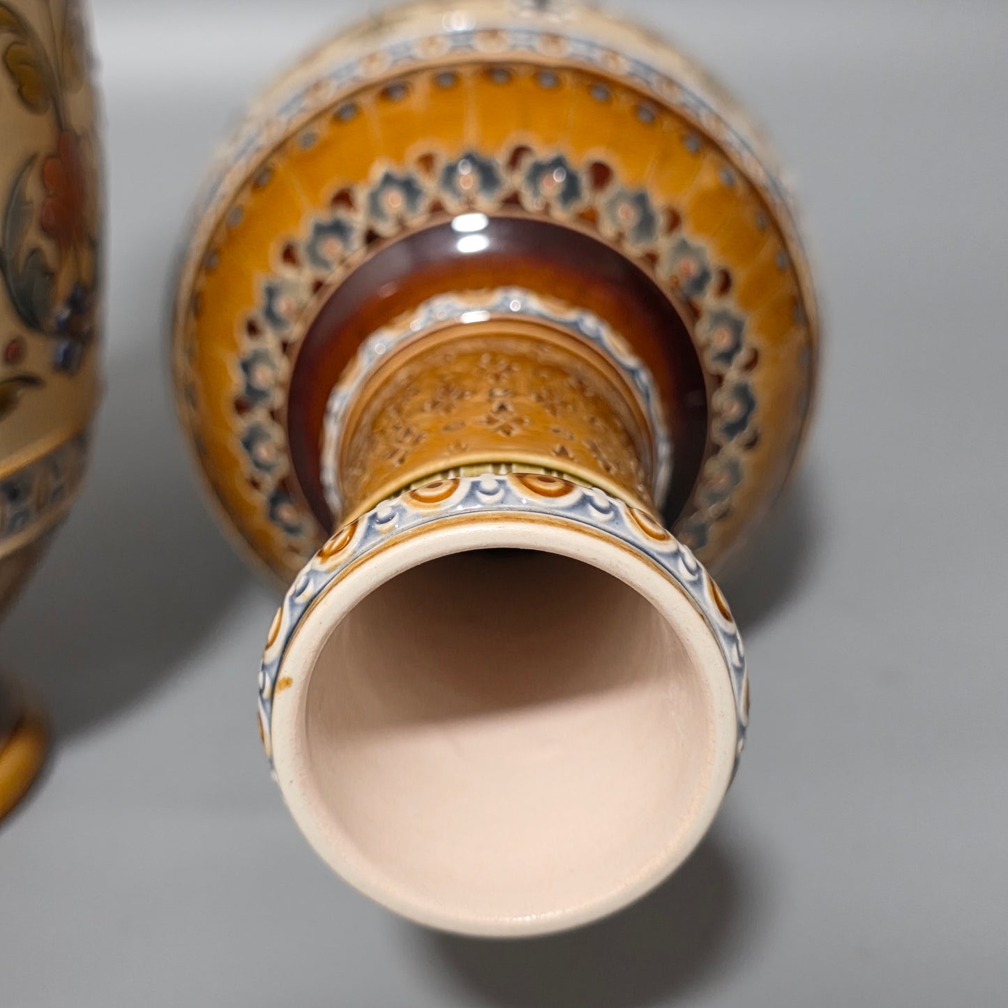 Pair of Antique Mettlach German Pottery Vases, Circa 1890 – Fine Decorative Art Nouveau Style