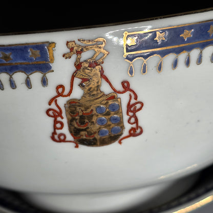 Pair Of Antique 18th Century Chinese Armorial Punch Bowls – Hand-painted Floral Decoration, 25.5 Cm Diameter