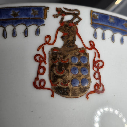 Pair Of Antique 18th Century Chinese Armorial Punch Bowls – Hand-painted Floral Decoration, 25.5 Cm Diameter