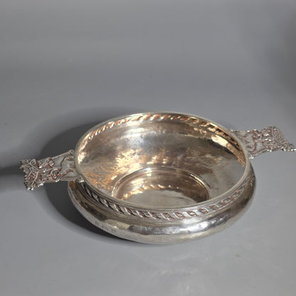 A.E.Jones Arts & Crafts Solid Silver Quaiche Birmingham 1916