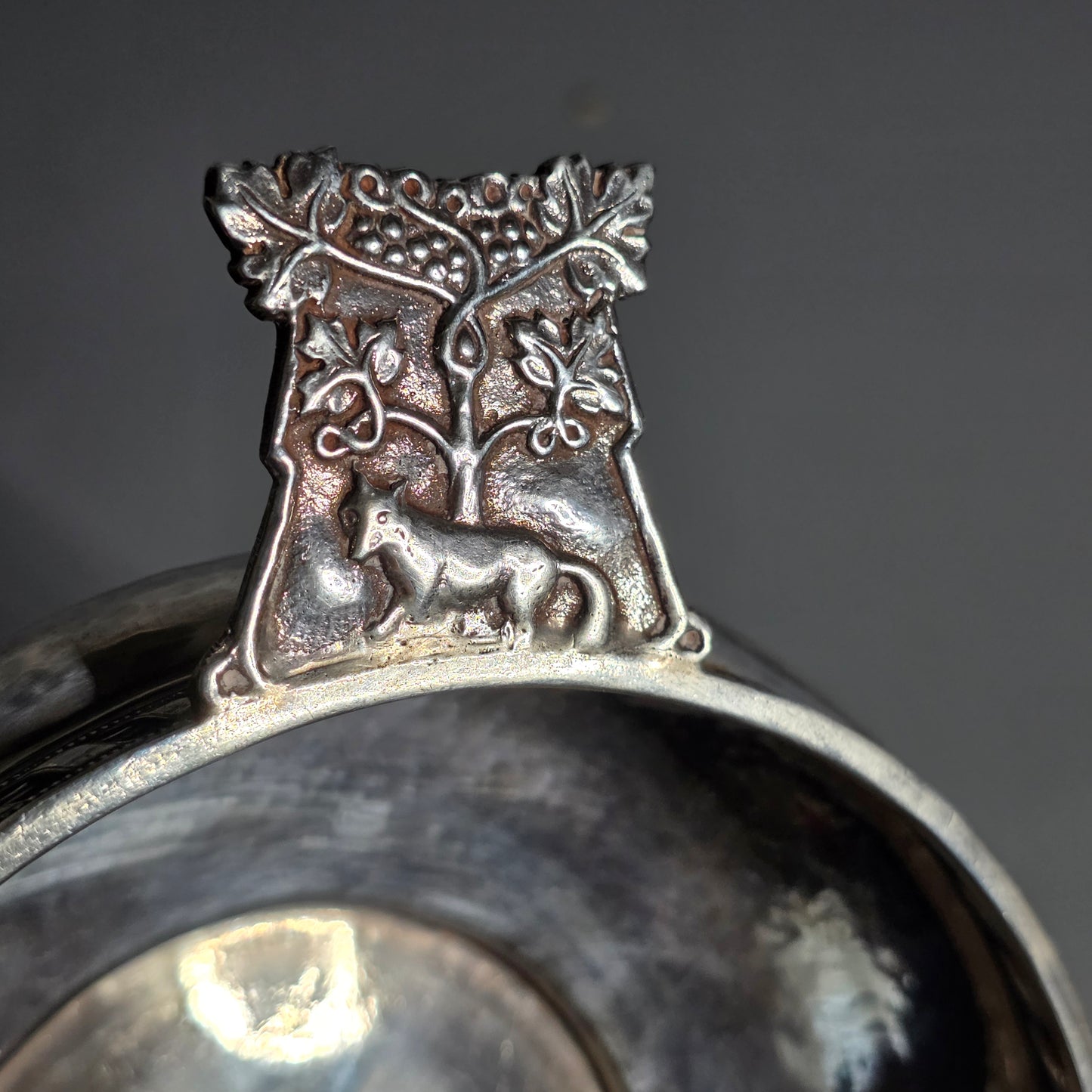 A.E.Jones Arts & Crafts Solid Silver Quaiche Birmingham 1916