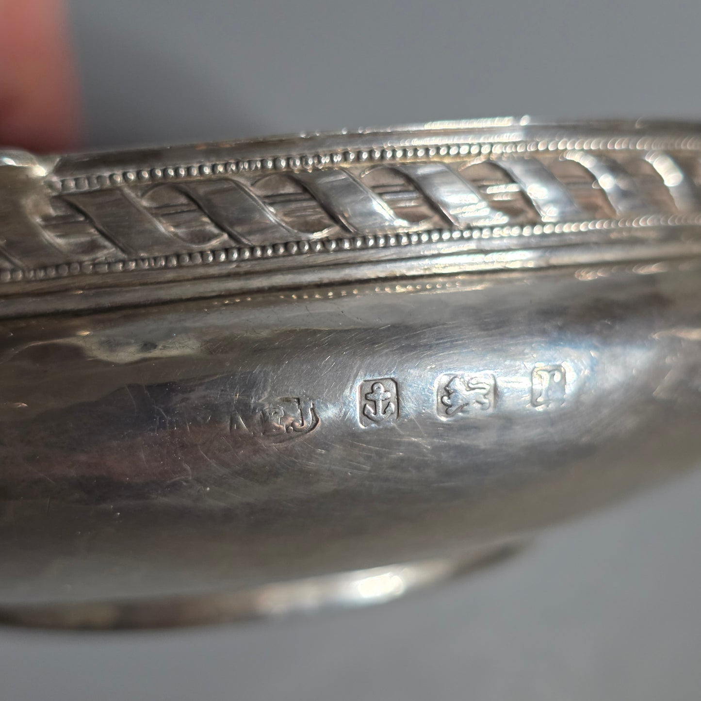A.E.Jones Arts & Crafts Solid Silver Quaiche Birmingham 1916
