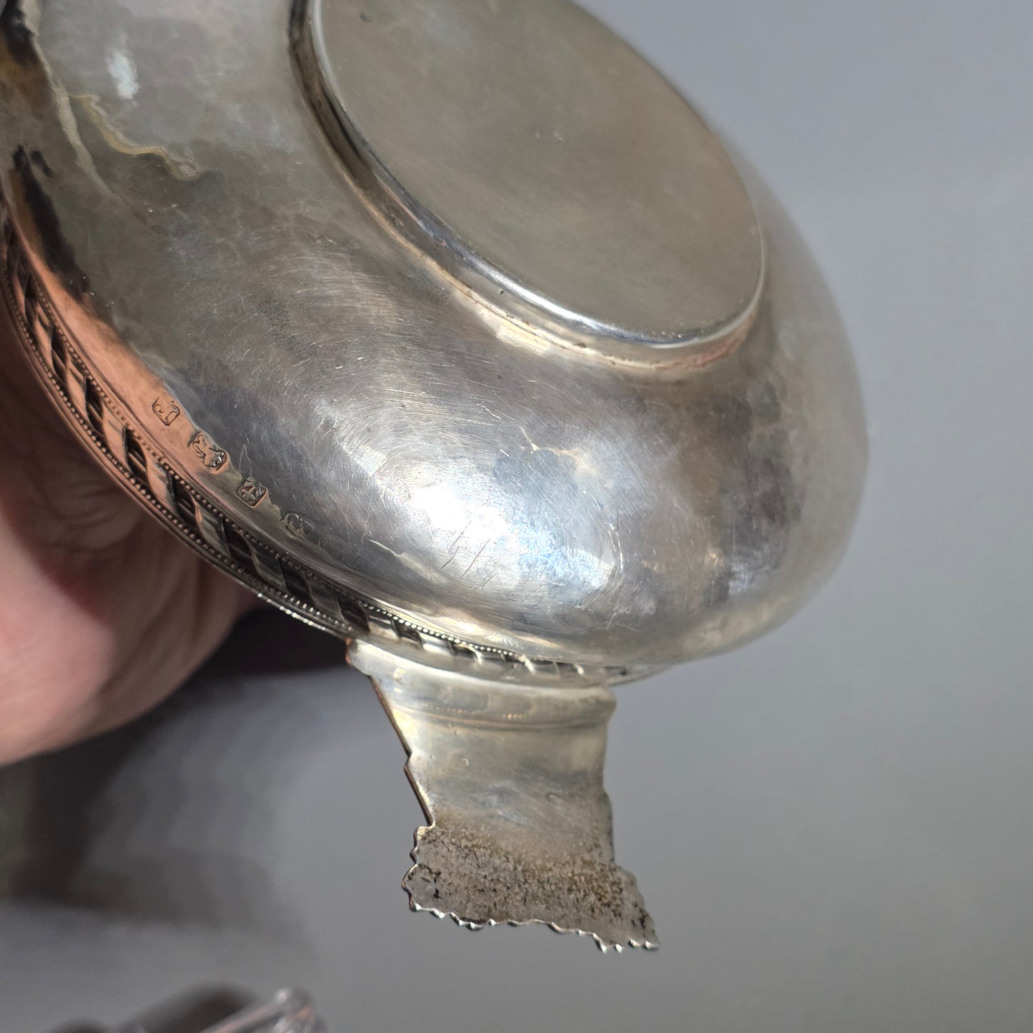 A.E.Jones Arts & Crafts Solid Silver Quaiche Birmingham 1916