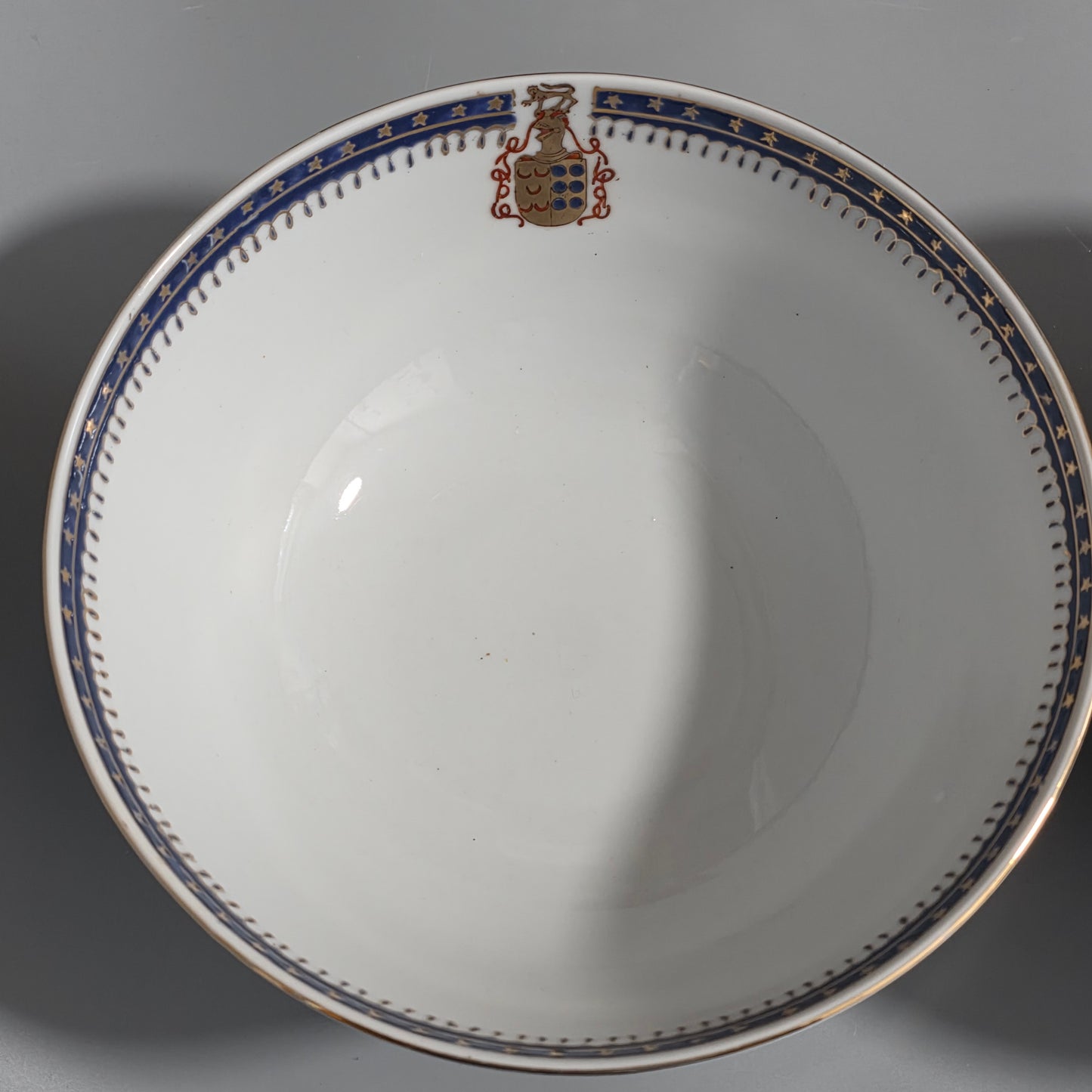 Pair Of Antique 18th Century Chinese Armorial Punch Bowls – Hand-painted Floral Decoration, 25.5 Cm Diameter