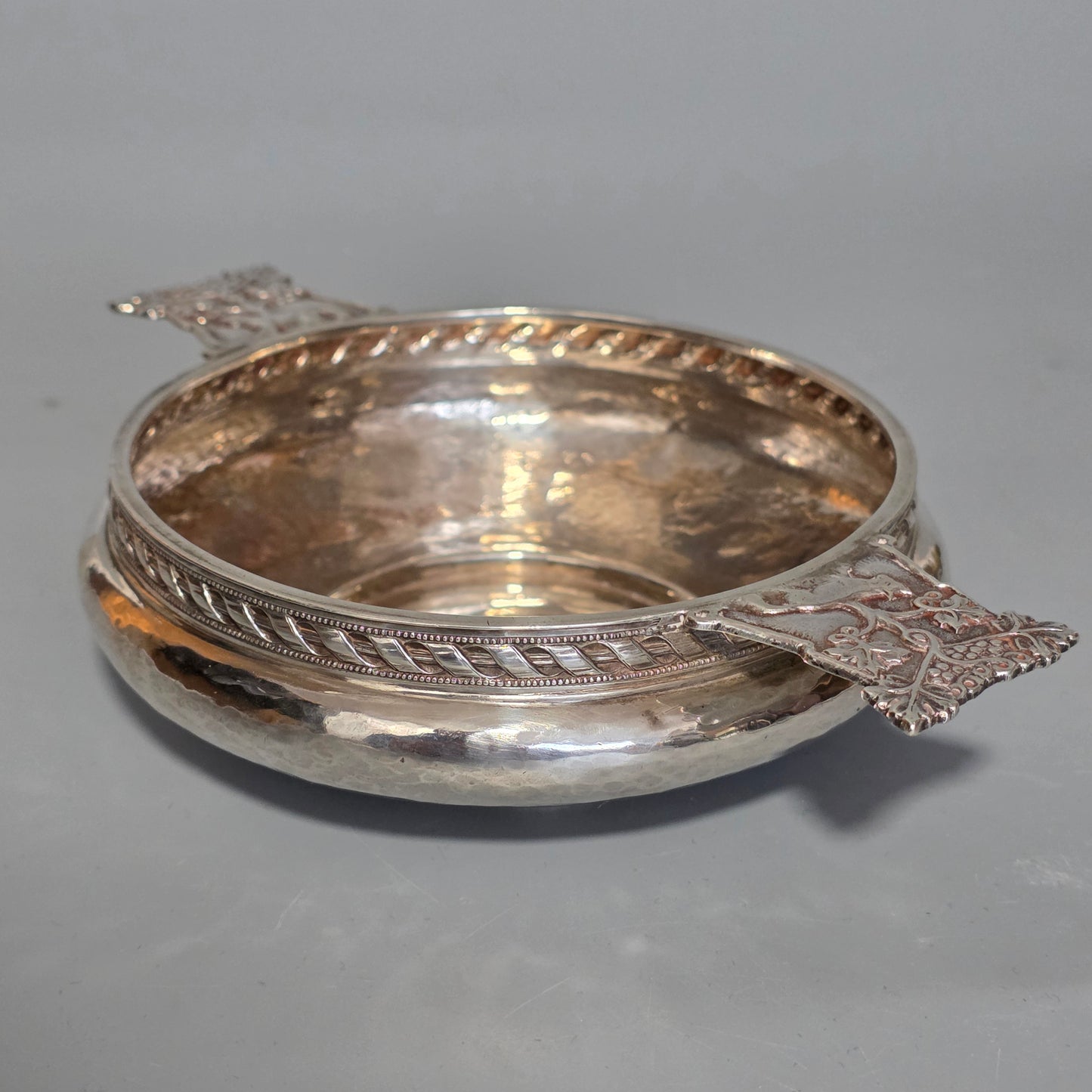 A.E.Jones Arts & Crafts Solid Silver Quaiche Birmingham 1916