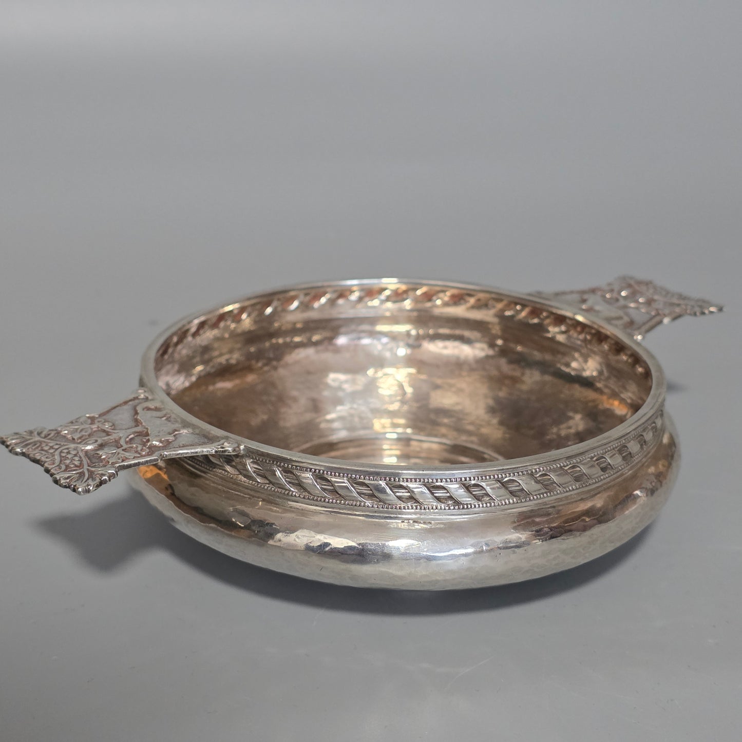 A.E.Jones Arts & Crafts Solid Silver Quaiche Birmingham 1916