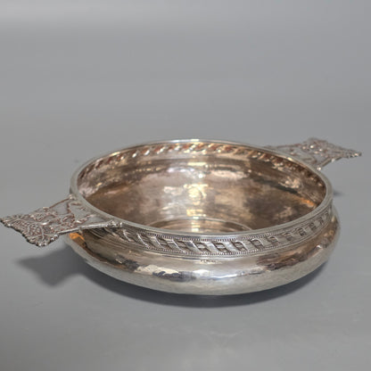 A.E.Jones Arts & Crafts Solid Silver Quaiche Birmingham 1916