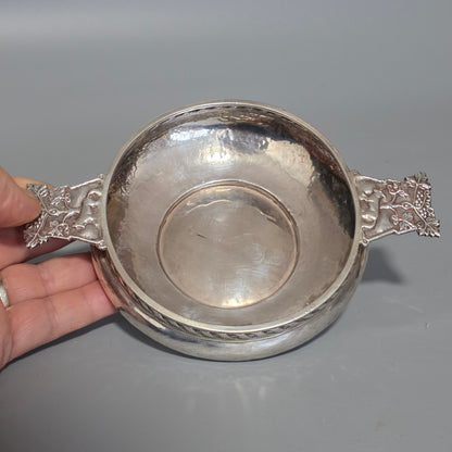 A.E.Jones Arts & Crafts Solid Silver Quaiche Birmingham 1916