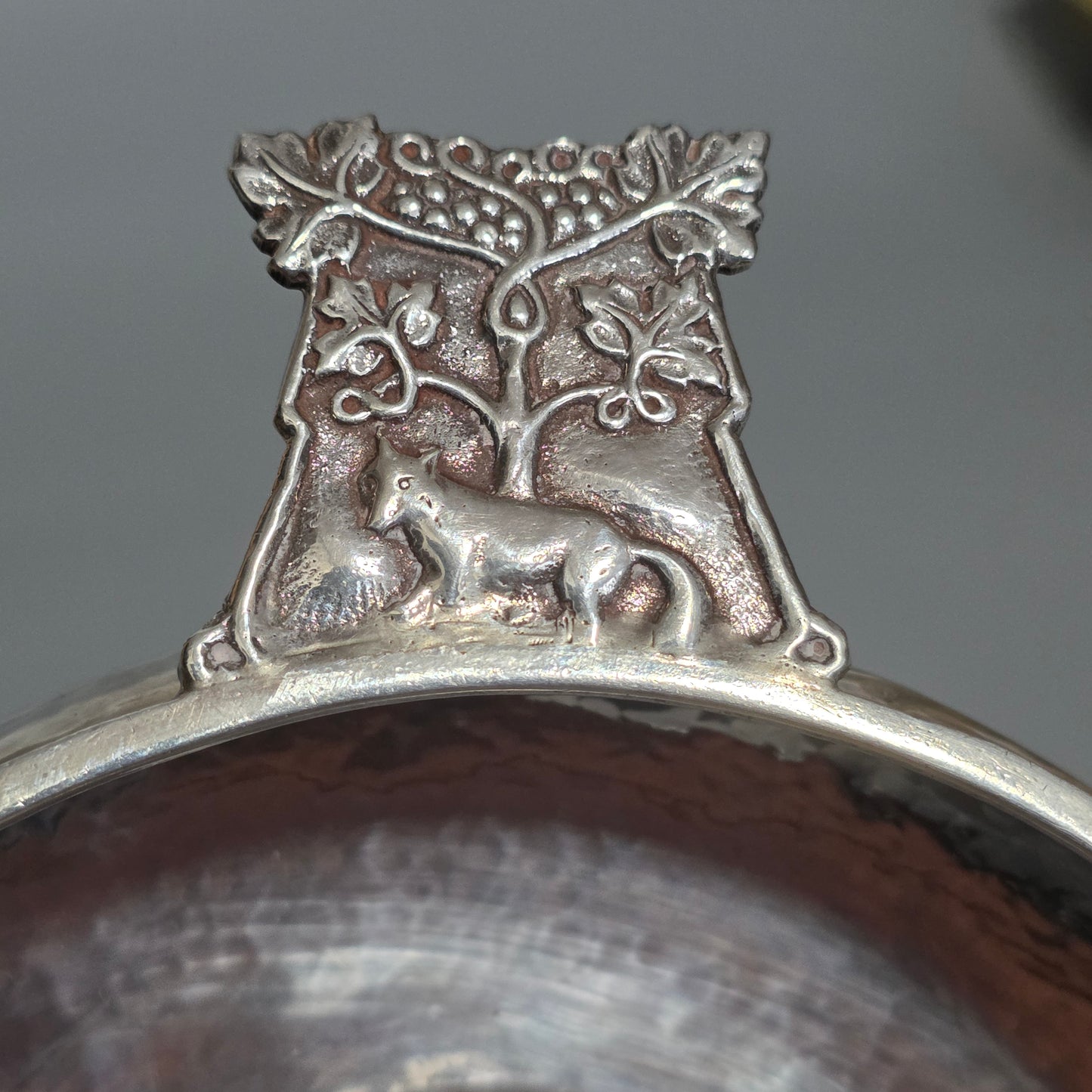 A.E.Jones Arts & Crafts Solid Silver Quaiche Birmingham 1916