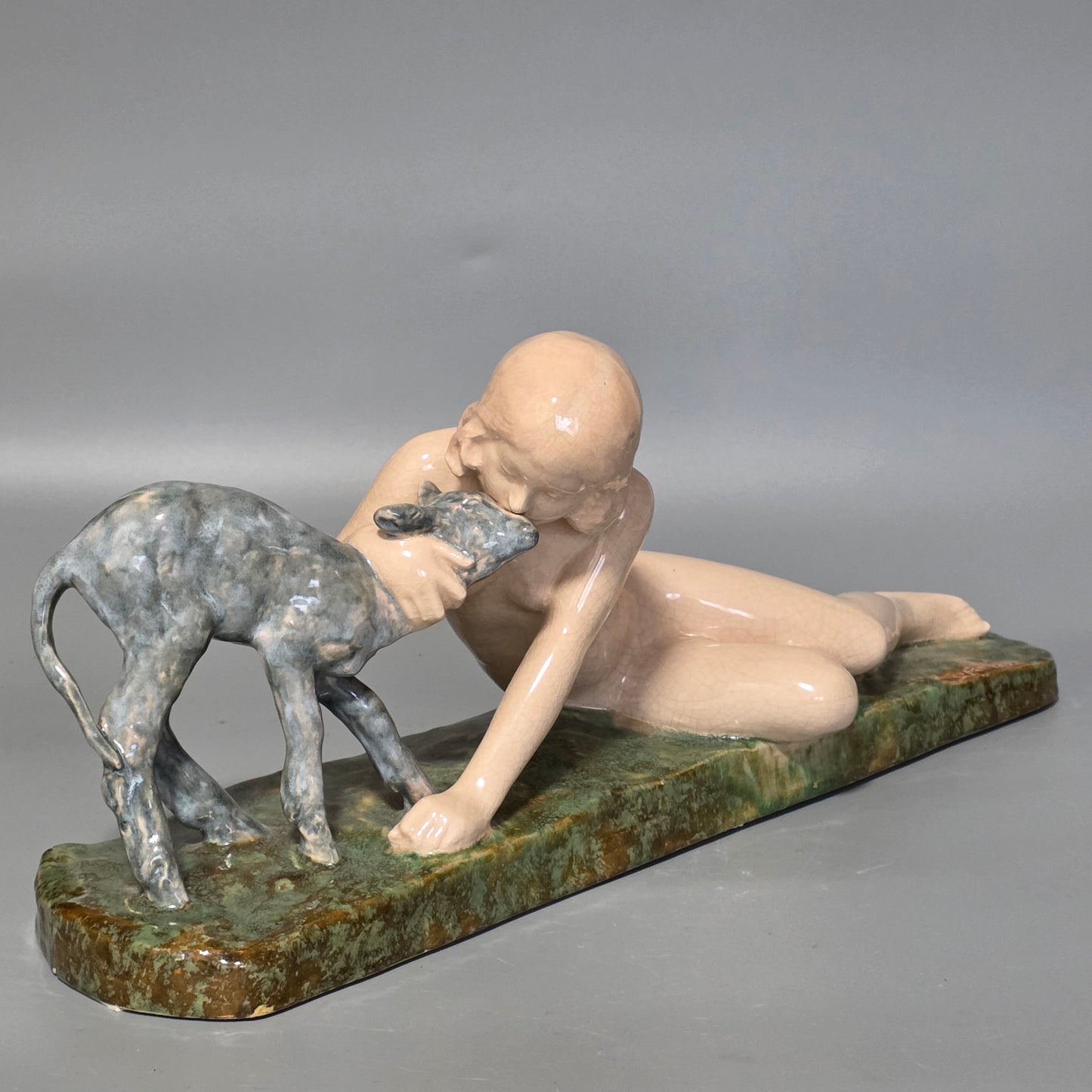 Fine Signed Ary Bitter 48cm Art Deco Glazed Terracotta Sculpture – French, C.1920s–30s