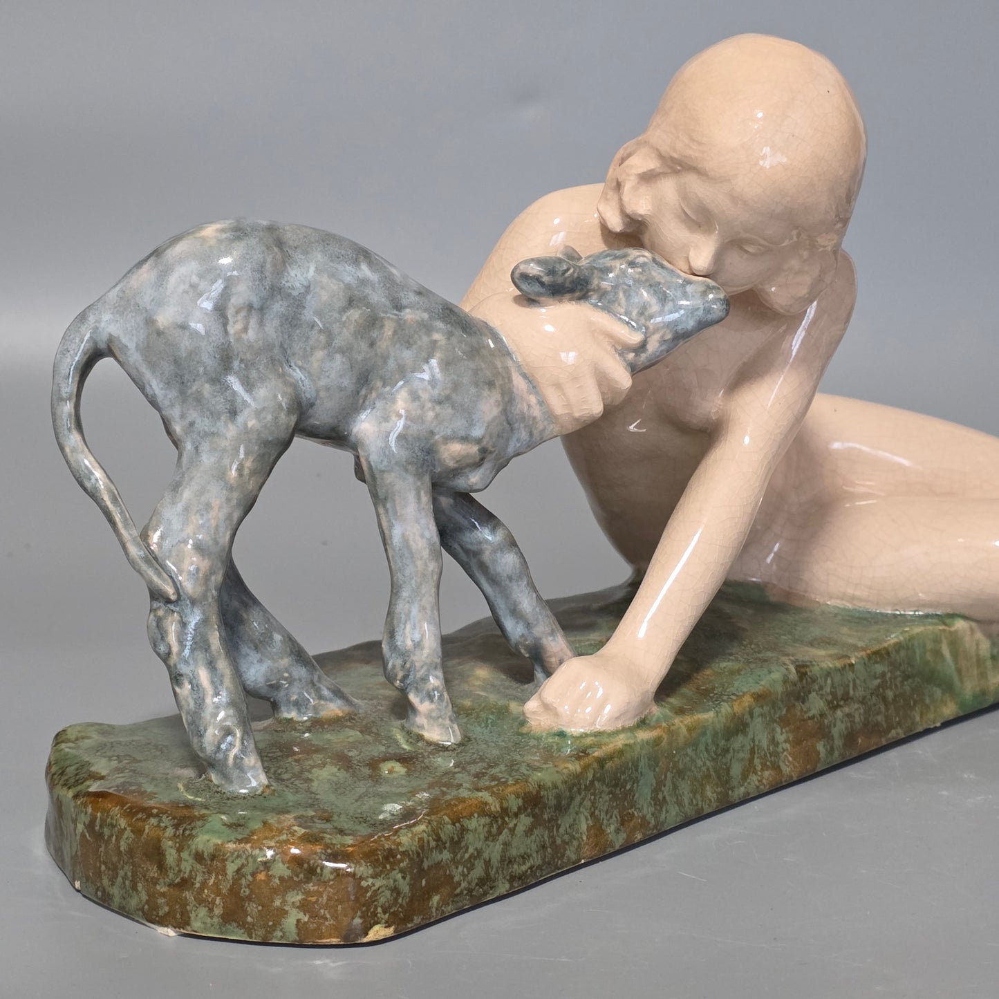 Fine Signed Ary Bitter 48cm Art Deco Glazed Terracotta Sculpture – French, C.1920s–30s