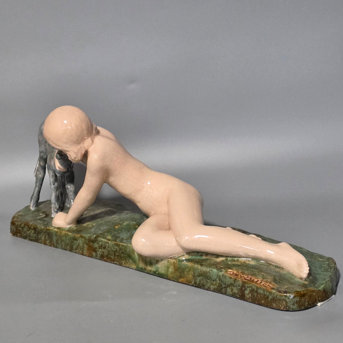 Fine Signed Ary Bitter 48cm Art Deco Glazed Terracotta Sculpture – French, C.1920s–30s