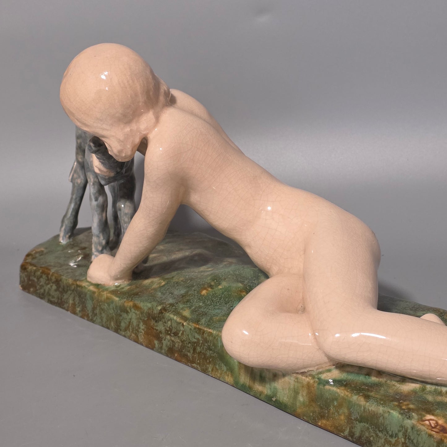 Fine Signed Ary Bitter 48cm Art Deco Glazed Terracotta Sculpture – French, C.1920s–30s
