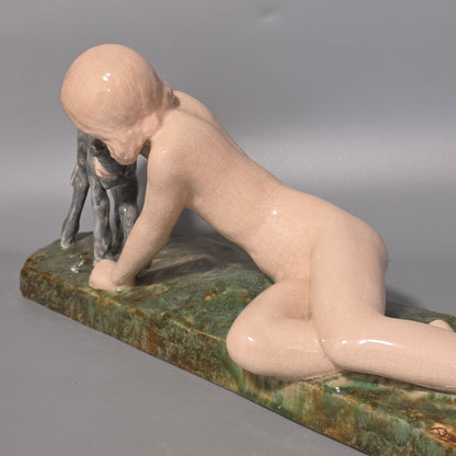 Fine Signed Ary Bitter 48cm Art Deco Glazed Terracotta Sculpture – French, C.1920s–30s