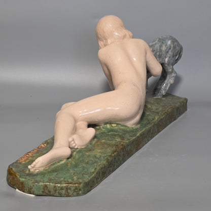Fine Signed Ary Bitter 48cm Art Deco Glazed Terracotta Sculpture – French, C.1920s–30s