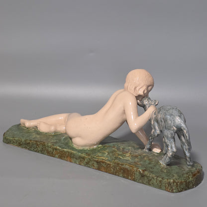 Fine Signed Ary Bitter 48cm Art Deco Glazed Terracotta Sculpture – French, C.1920s–30s