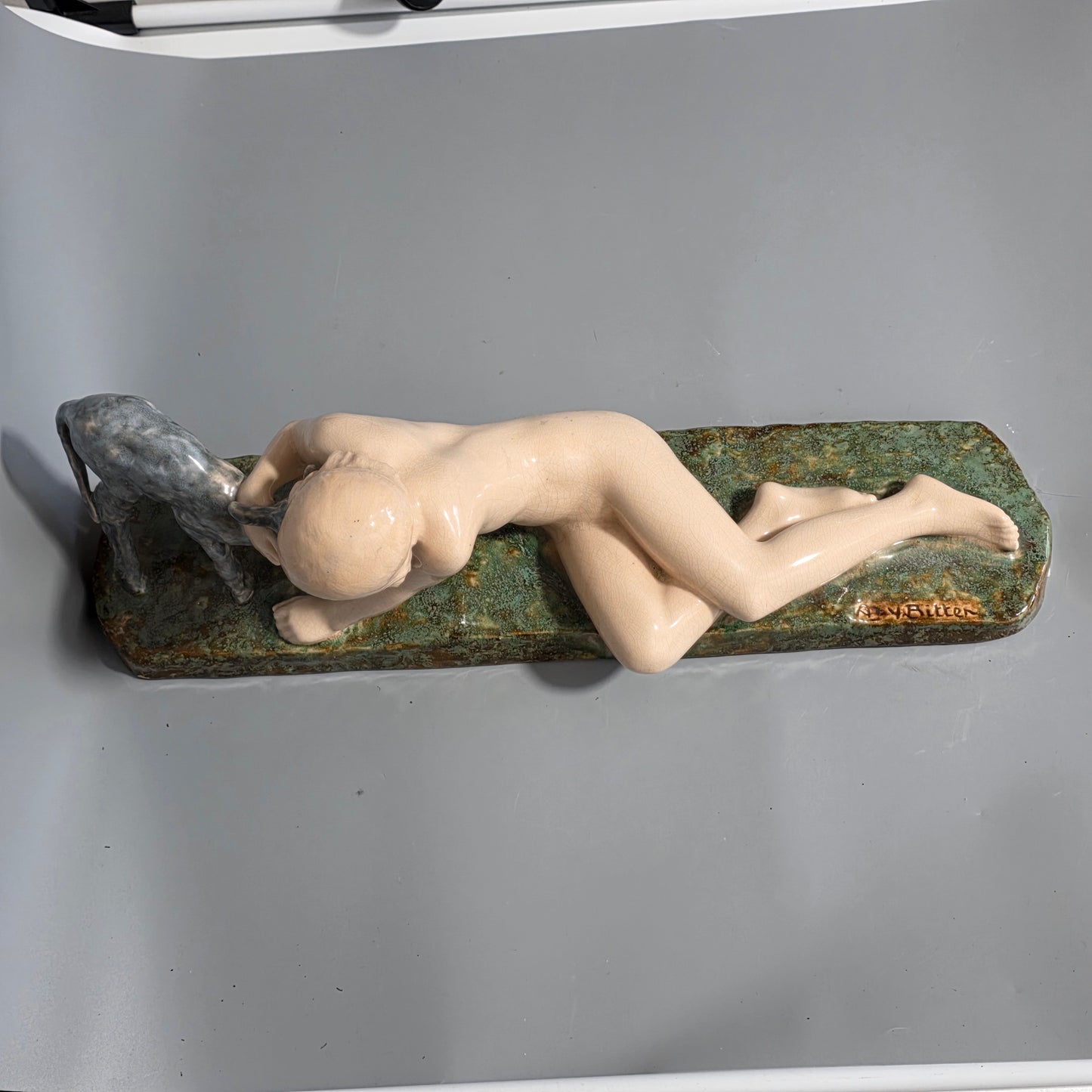 Fine Signed Ary Bitter 48cm Art Deco Glazed Terracotta Sculpture – French, C.1920s–30s