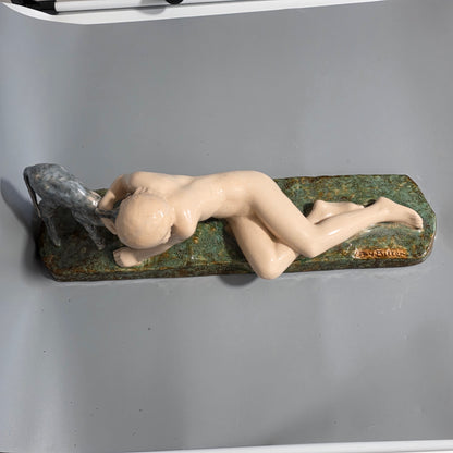 Fine Signed Ary Bitter 48cm Art Deco Glazed Terracotta Sculpture – French, C.1920s–30s