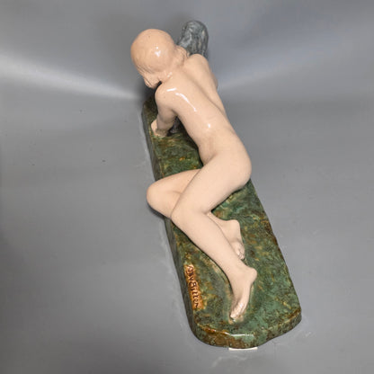 Fine Signed Ary Bitter 48cm Art Deco Glazed Terracotta Sculpture – French, C.1920s–30s