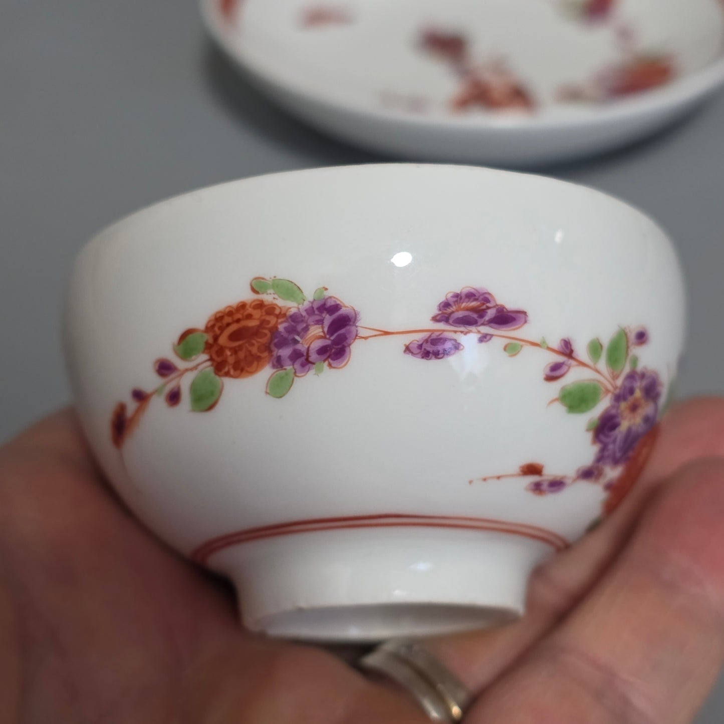 A Rare Meissen Porcelain Stadler Tea Bowl And Saucer C1730 -1735, Drehers Marks