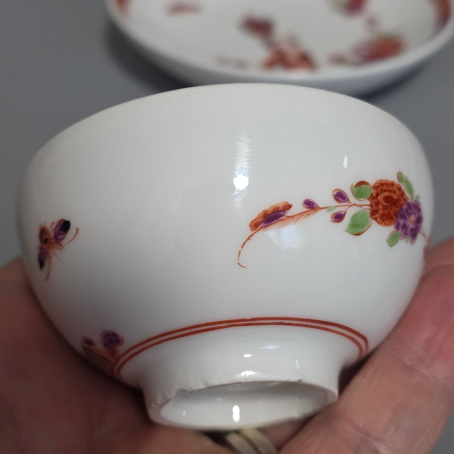 A Rare Meissen Porcelain Stadler Tea Bowl And Saucer C1730 -1735, Drehers Marks