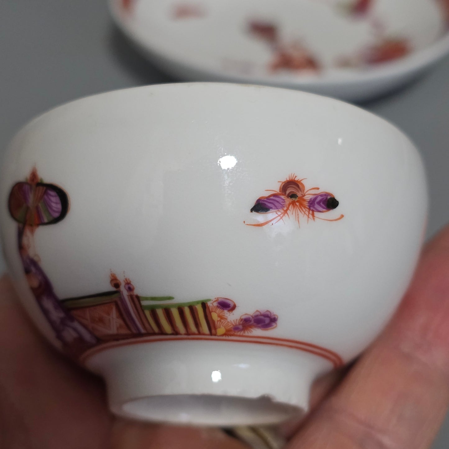 A Rare Meissen Porcelain Stadler Tea Bowl And Saucer C1730 -1735, Drehers Marks
