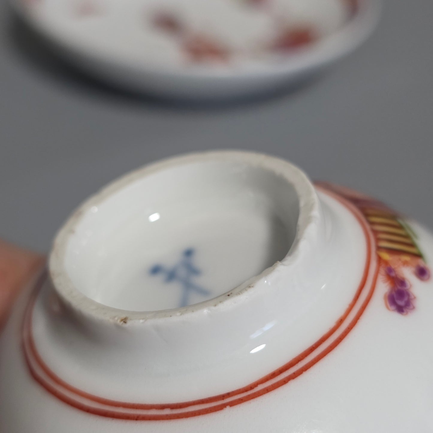 A Rare Meissen Porcelain Stadler Tea Bowl And Saucer C1730 -1735, Drehers Marks