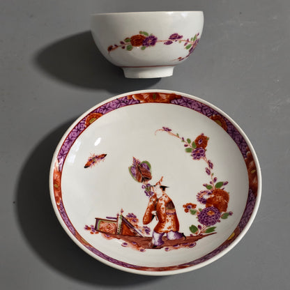 A Rare Meissen Porcelain Stadler Tea Bowl And Saucer C1730 -1735, Drehers Marks