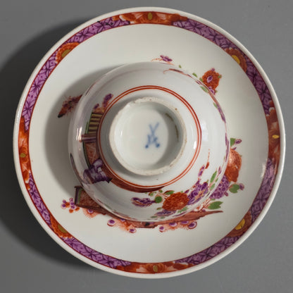 A Rare Meissen Porcelain Stadler Tea Bowl And Saucer C1730 -1735, Drehers Marks