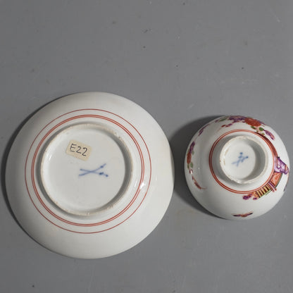 A Rare Meissen Porcelain Stadler Tea Bowl And Saucer C1730 -1735, Drehers Marks