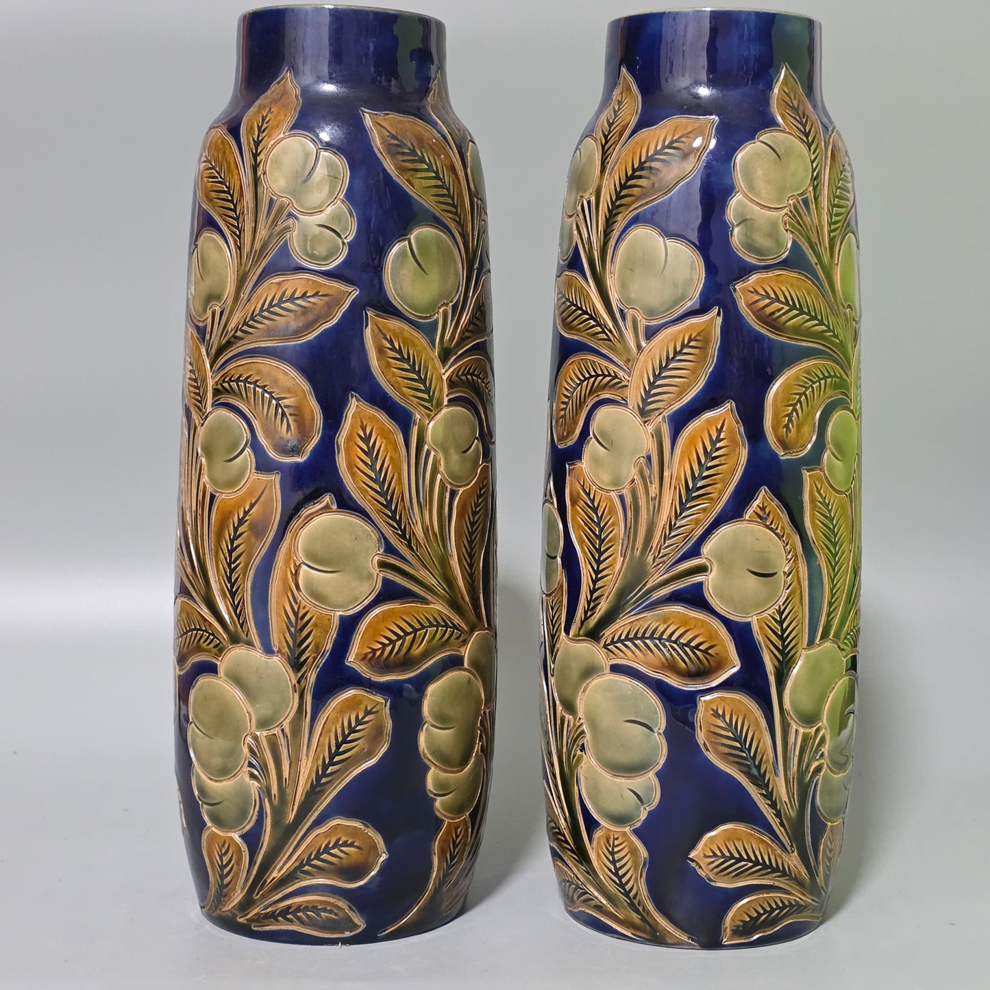 Rare Large Pair Of Frank Butler Royal Doulton Vases C1905 - 31.5 Cm