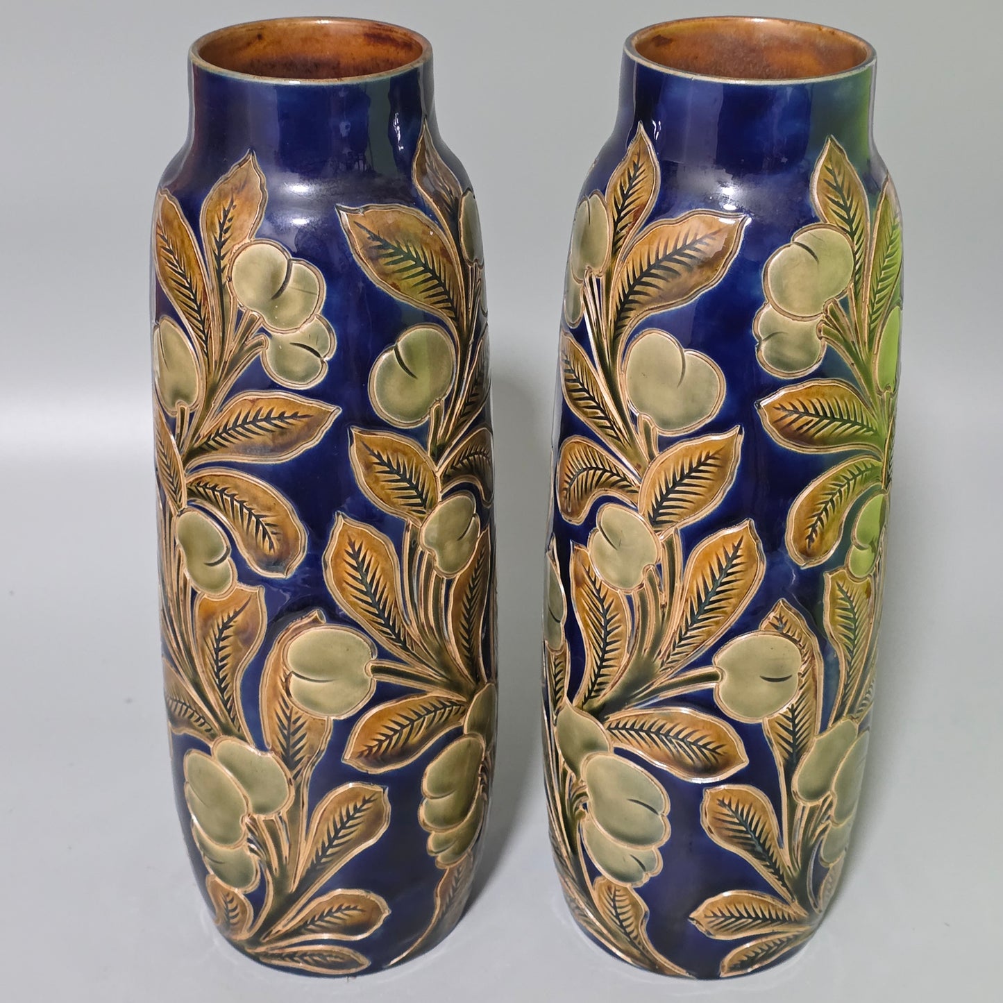 Rare Large Pair Of Frank Butler Royal Doulton Vases C1905 - 31.5 Cm
