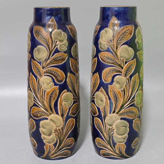 Rare Large Pair Of Frank Butler Royal Doulton Vases C1905 - 31.5 Cm