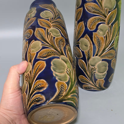 Rare Large Pair Of Frank Butler Royal Doulton Vases C1905 - 31.5 Cm