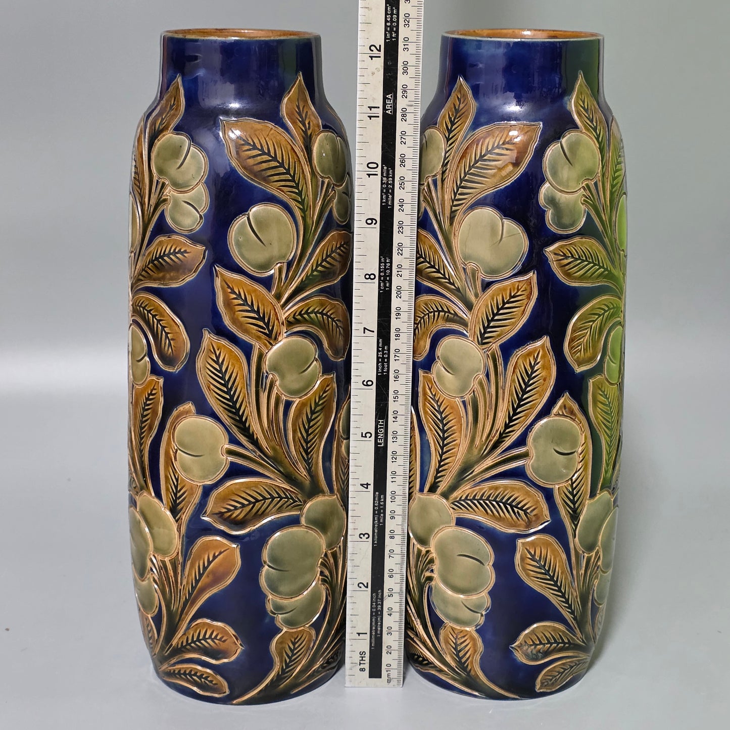 Rare Large Pair Of Frank Butler Royal Doulton Vases C1905 - 31.5 Cm