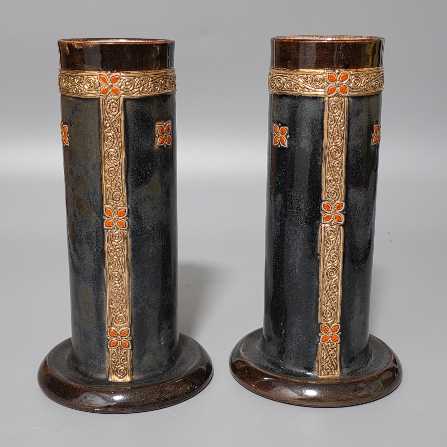 Fine Rare. Royal Doulton Stoneware pair of vases - Ethel Beard 1920s