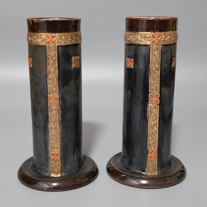 Fine Rare. Royal Doulton Stoneware pair of vases - Ethel Beard 1920s