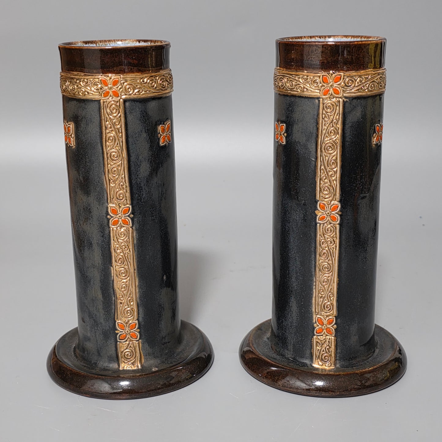 Fine Rare. Royal Doulton Stoneware pair of vases - Ethel Beard 1920s