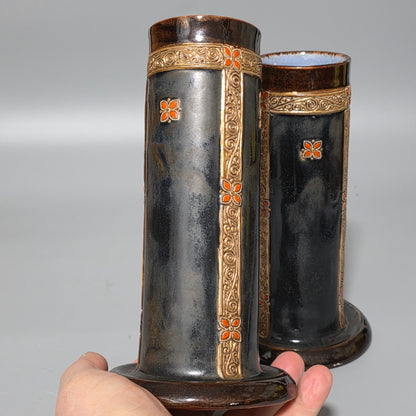 Fine Rare. Royal Doulton Stoneware pair of vases - Ethel Beard 1920s